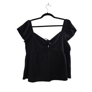 NWT Black Pat Sleeve Shirt Divided By H&M Size Large Crop